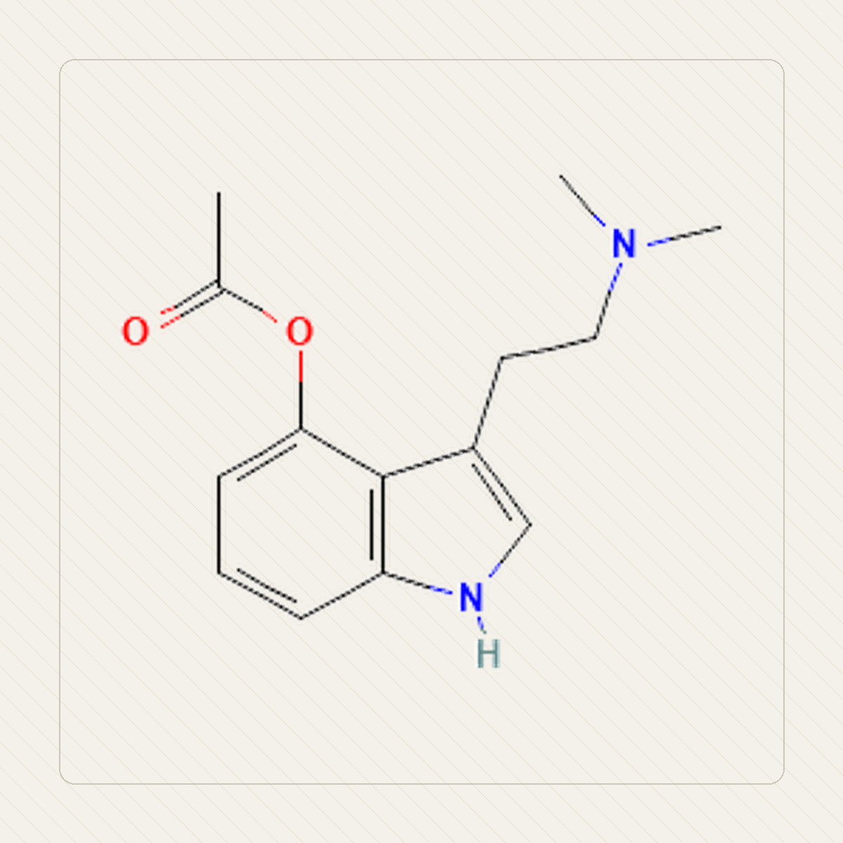 4-AcO-DMT, educatieve illustratie van de moleculaire formule
