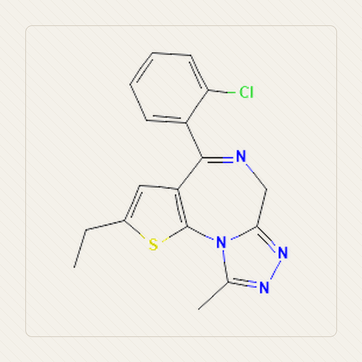 Etizolam, educatieve illustratie van de molecuulstructuur